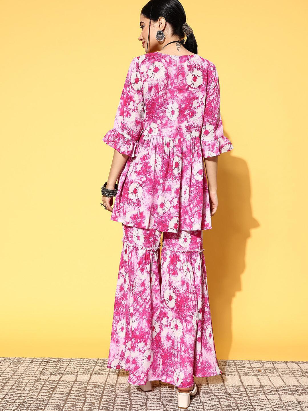 Pink Printed Georgette Co-Ords - ShopLibas