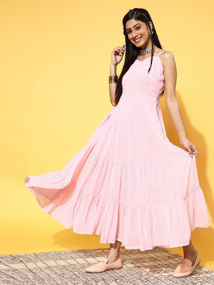 Pink Printed Georgette Dress