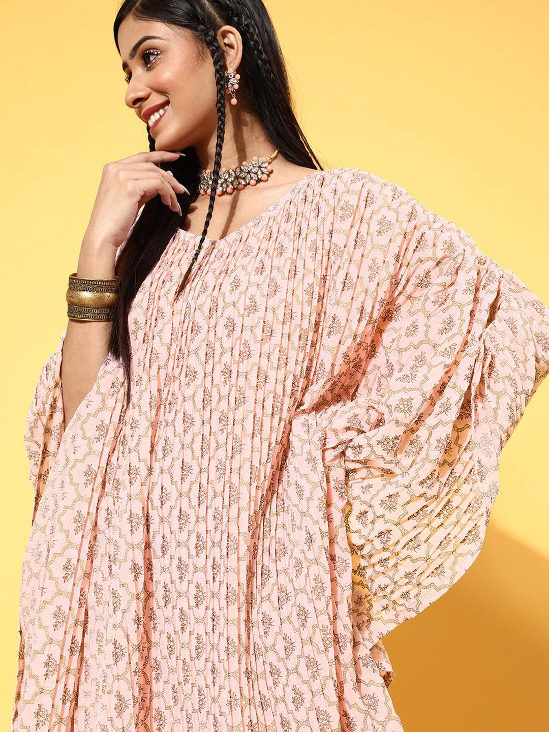 Pink Printed Georgette Dress - ShopLibas