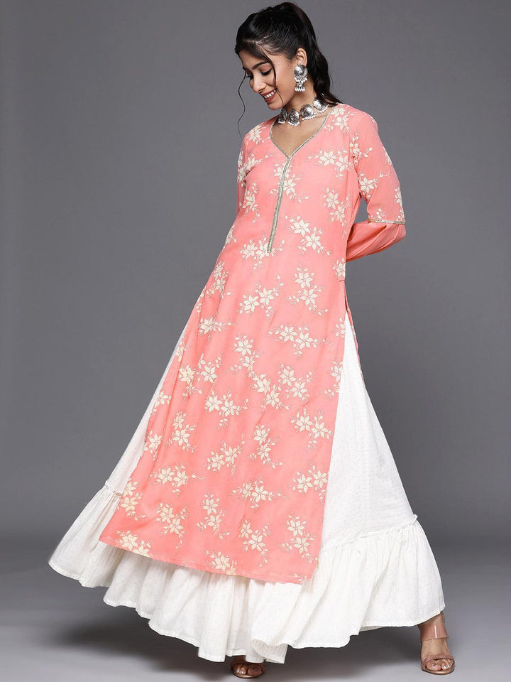 Pink Printed Georgette Kurta