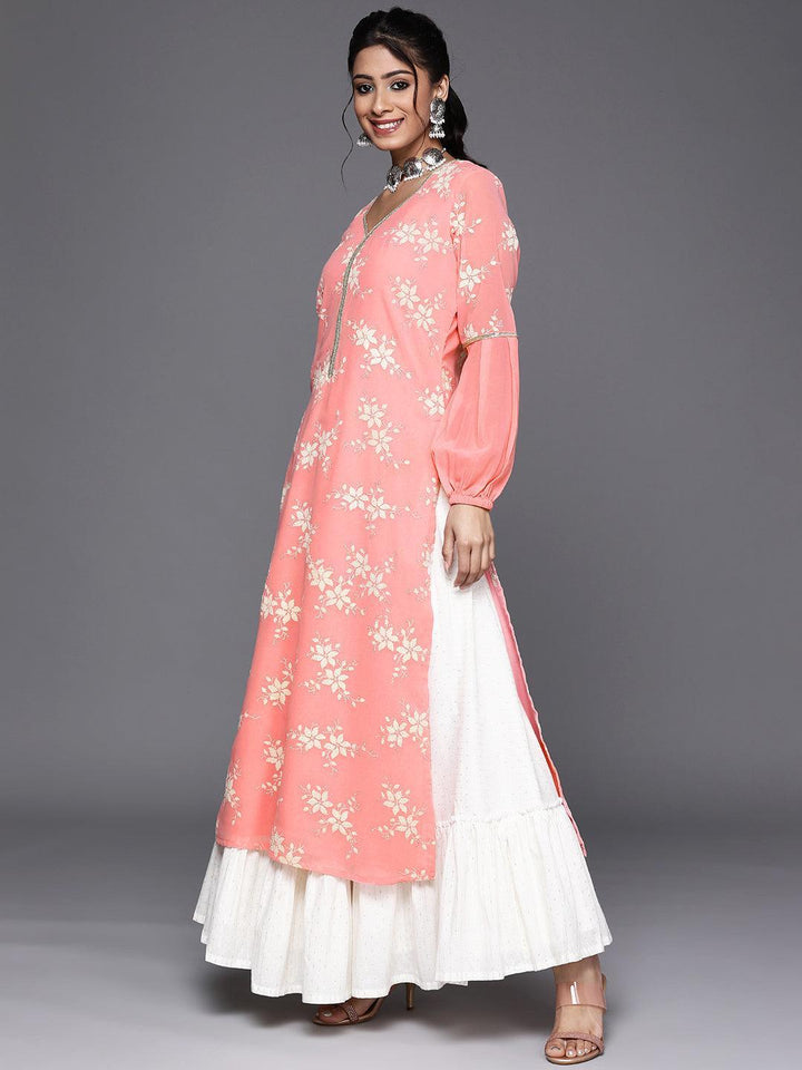 Pink Printed Georgette Kurta
