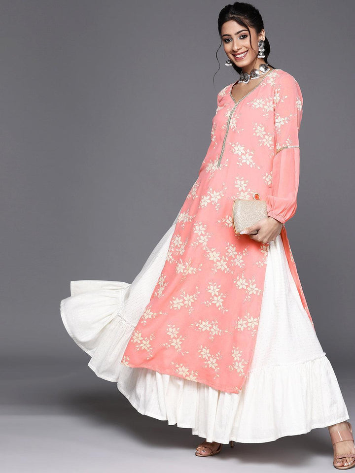 Pink Printed Georgette Kurta