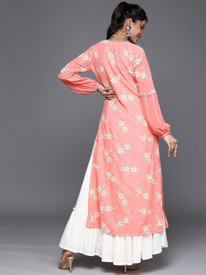 Pink Printed Georgette Kurta