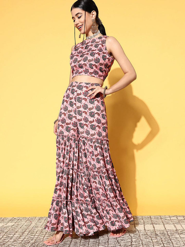 Pink Printed Georgette Co-Ords