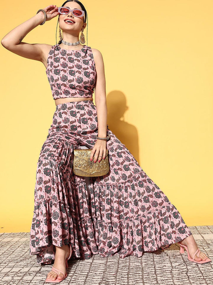 Pink Printed Georgette Co-Ords