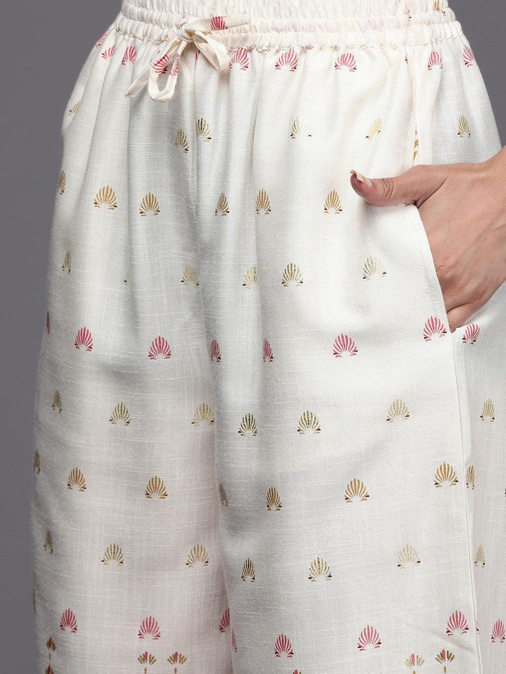 Pink Printed Rayon Straight Suit Set