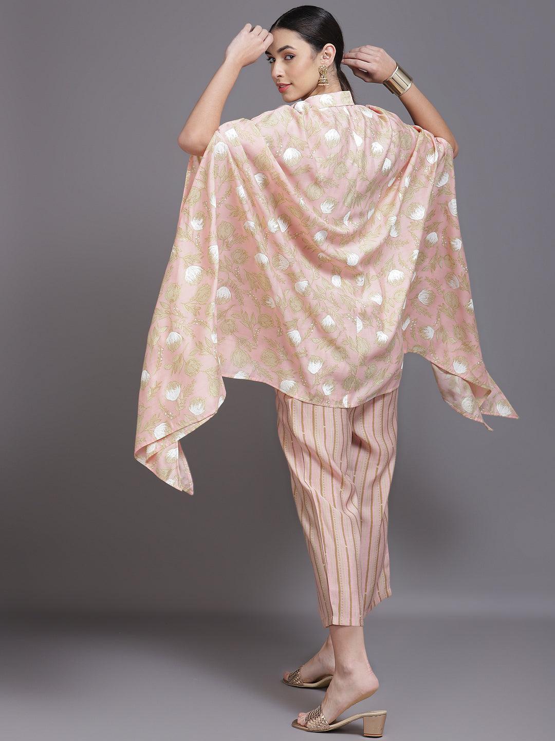 Pink Printed Silk Blend Kurta Set - ShopLibas