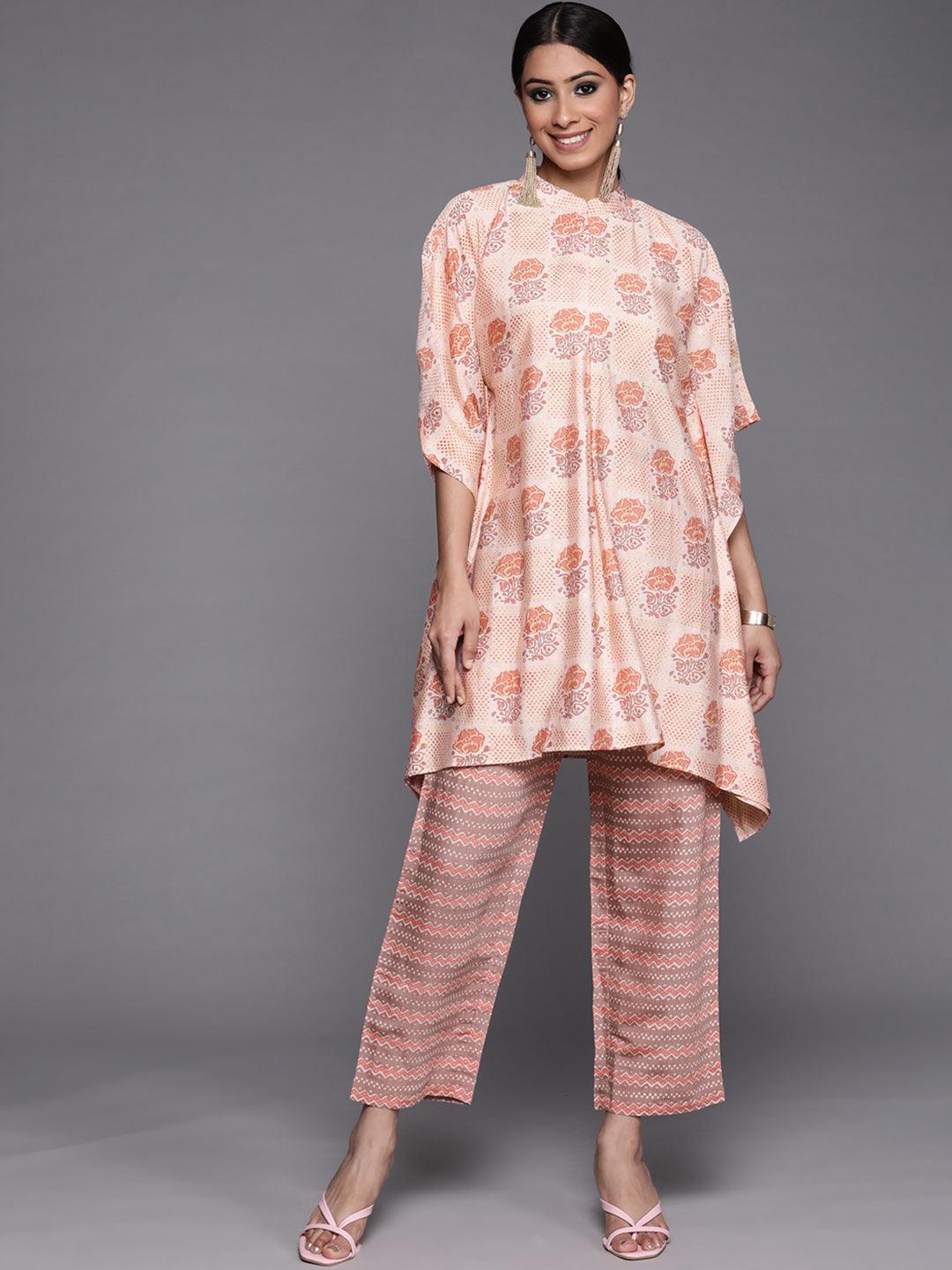 Pink Printed Silk Kurta Set - ShopLibas