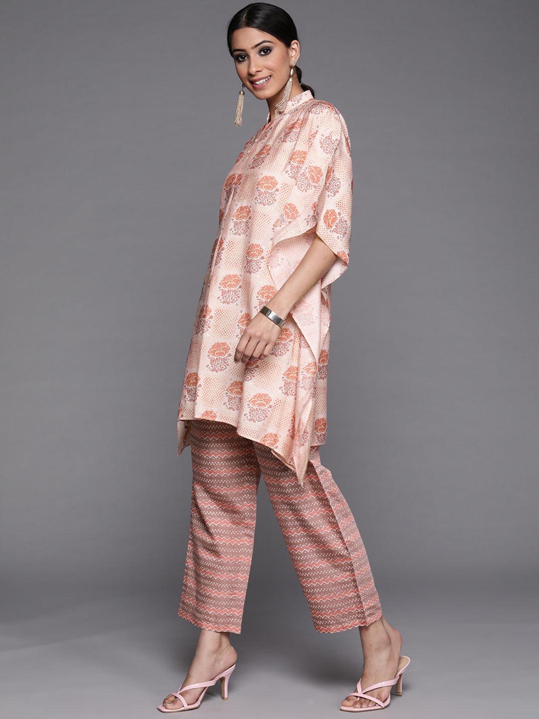 Pink Printed Silk Kurta Set - ShopLibas