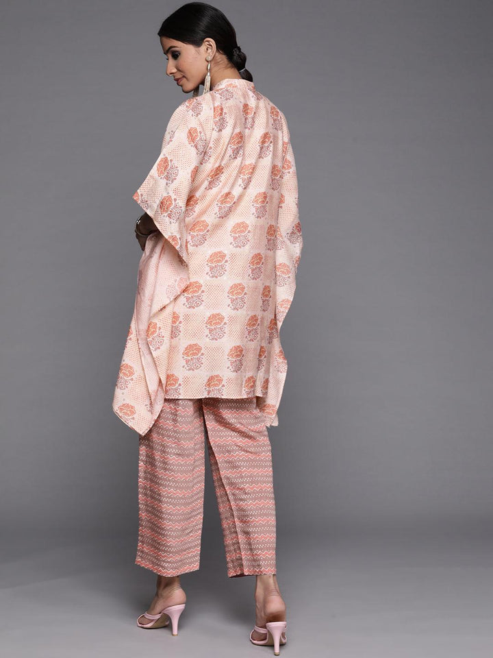 Pink Printed Silk Kurta Set