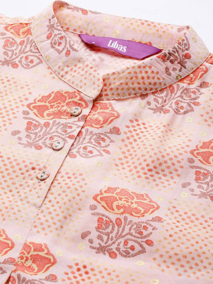 Pink Printed Silk Kurta Set