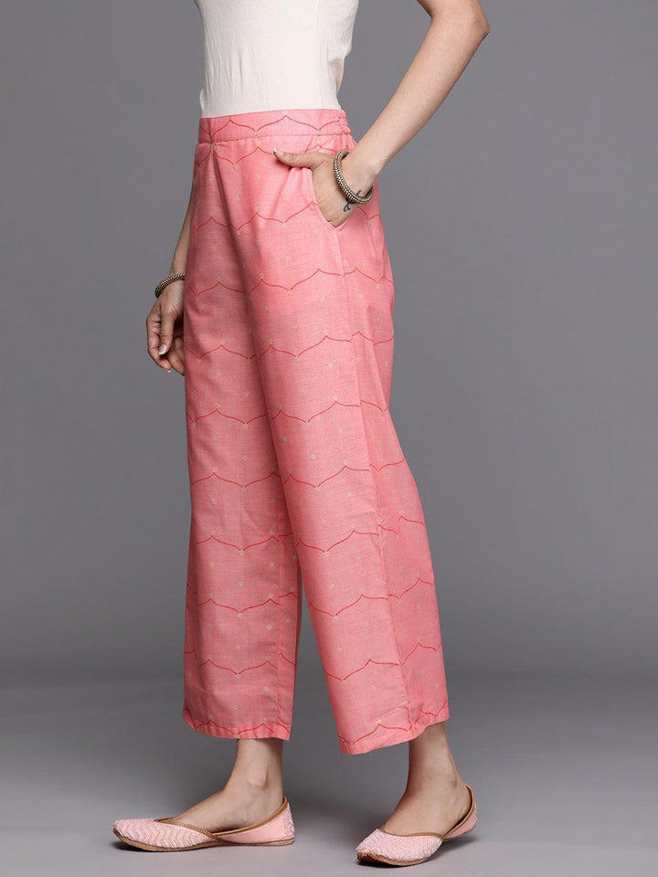 Pink Printed Silk Palazzos