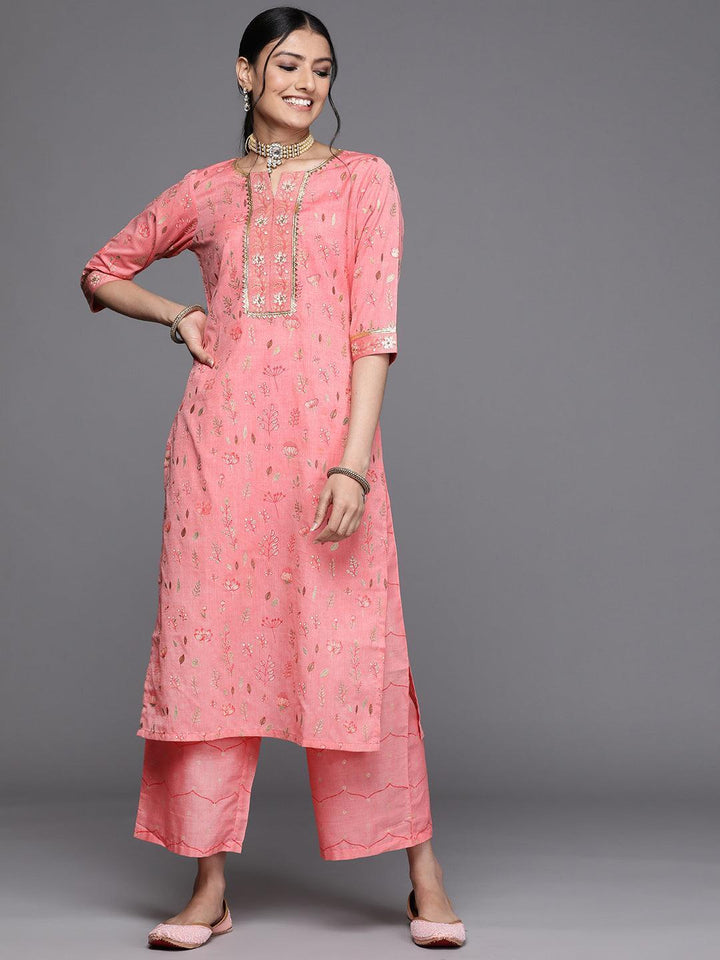 Pink Printed Silk Palazzos