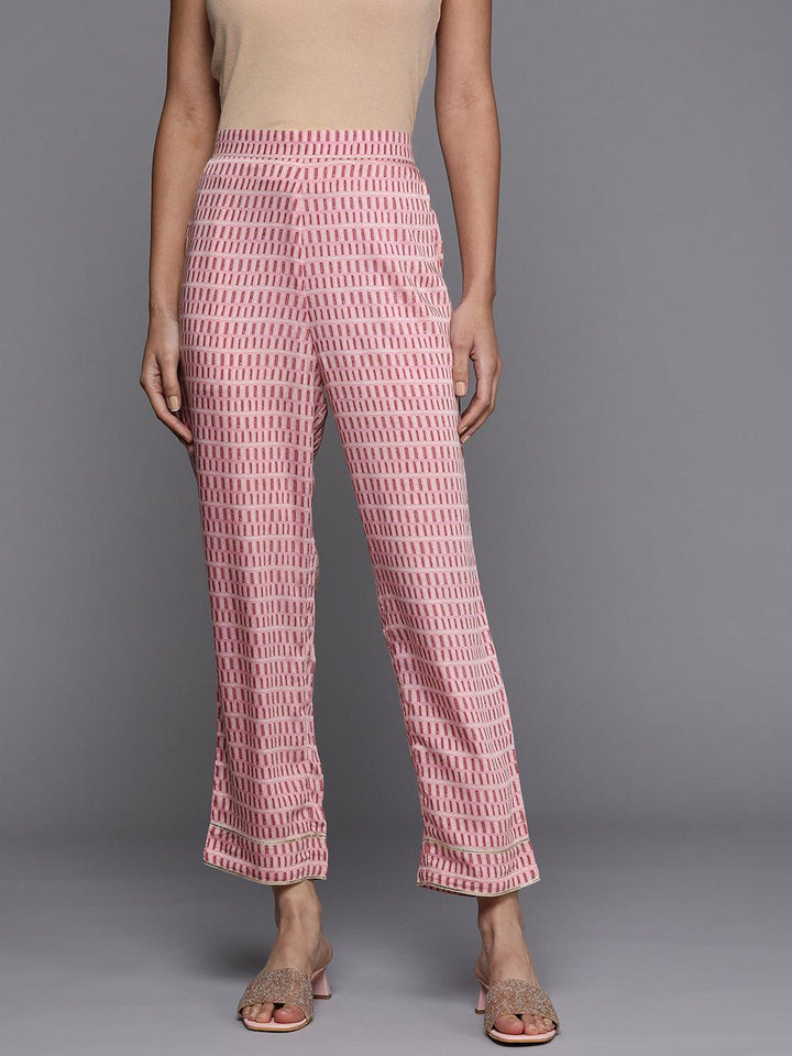 Pink Printed Silk Trousers