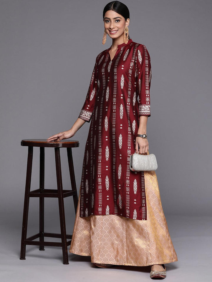 Pink Self Design Brocade Skirt