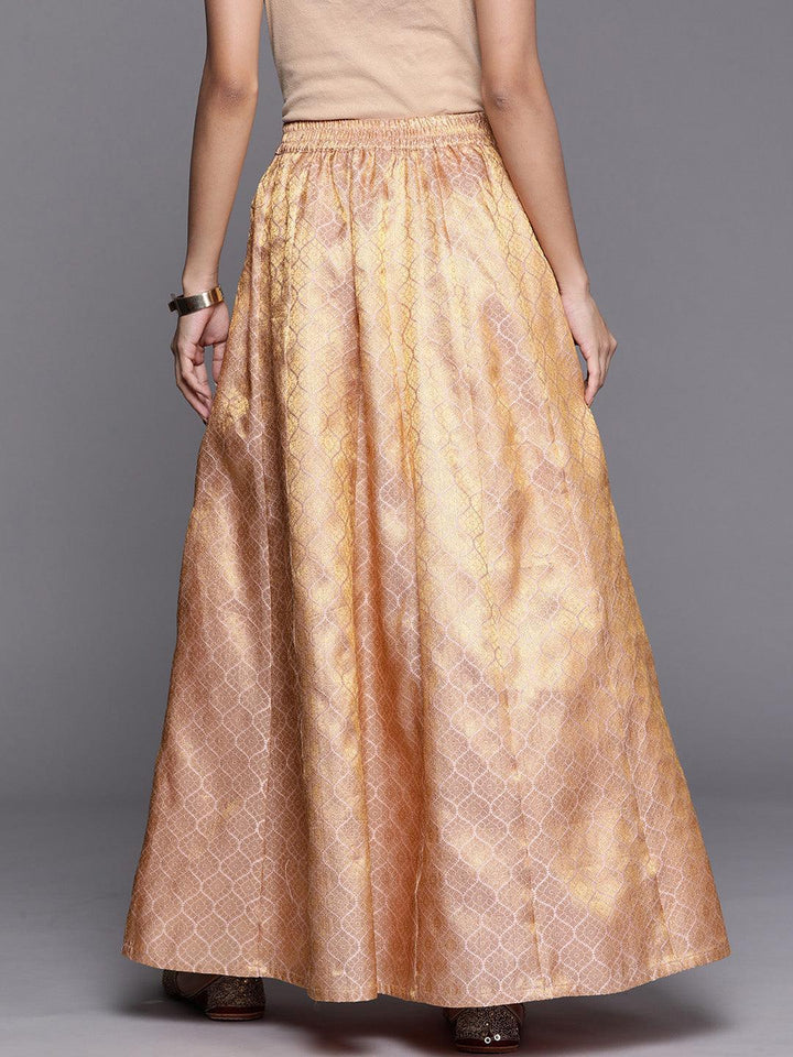 Pink Self Design Brocade Skirt