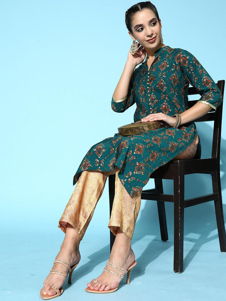 Pink Self Design Jacquard Trousers