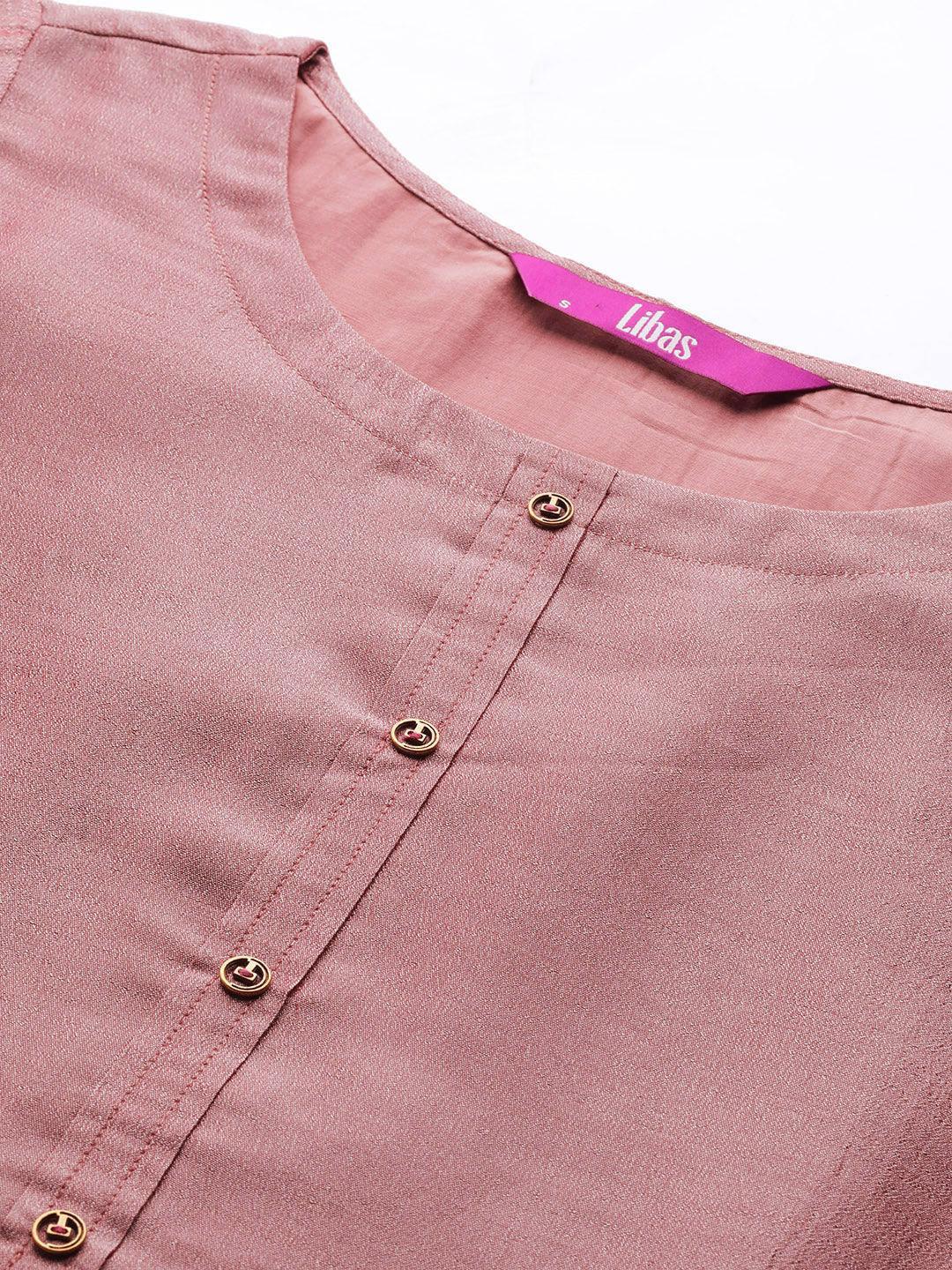 Pink Solid Silk Kurta - ShopLibas