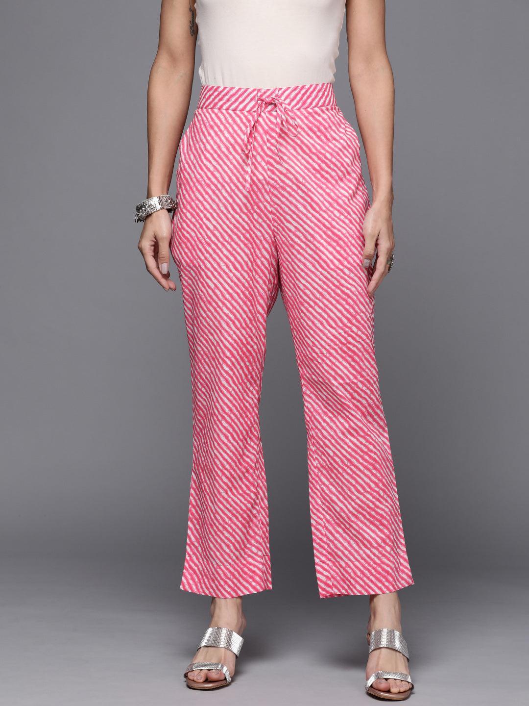 Pink Striped Cotton Trousers - ShopLibas