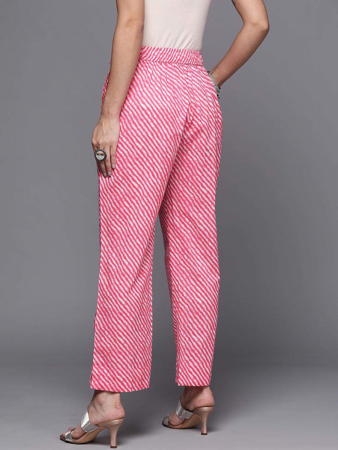 Pink Striped Cotton Trousers - ShopLibas
