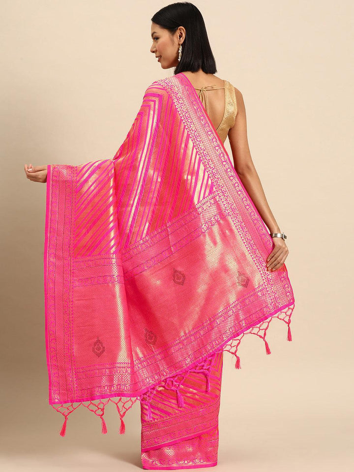 Pink Woven Design Brocade Saree