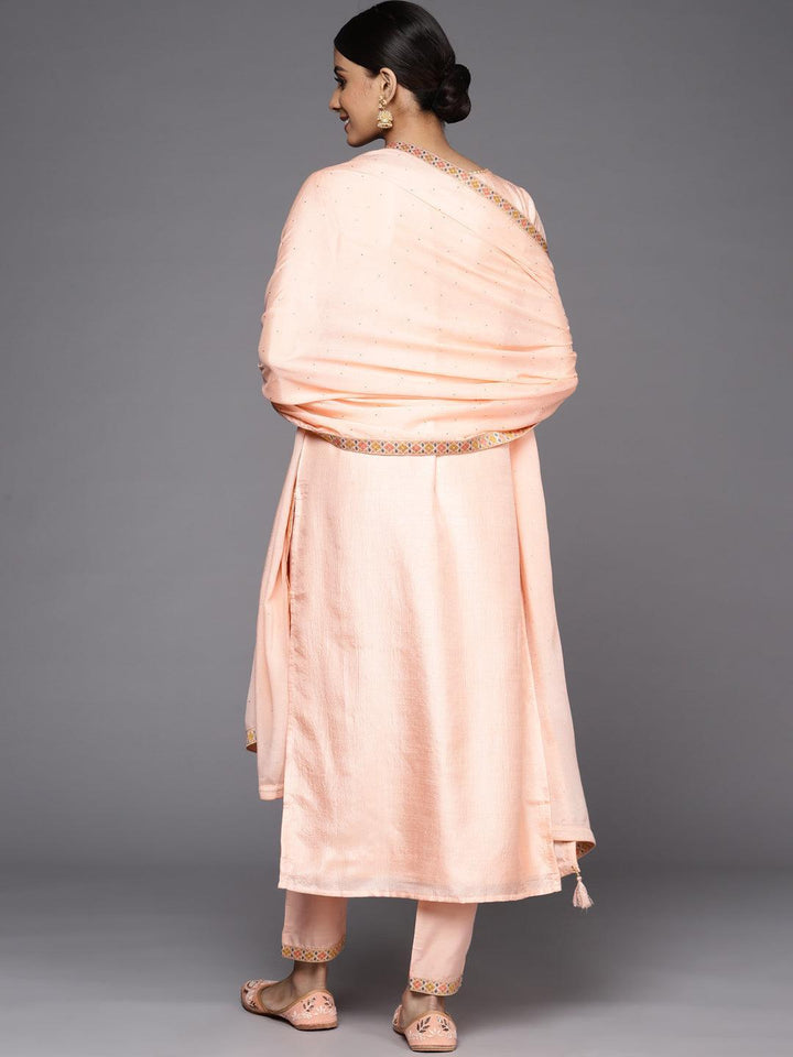 Pink Woven Design Silk Suit Set