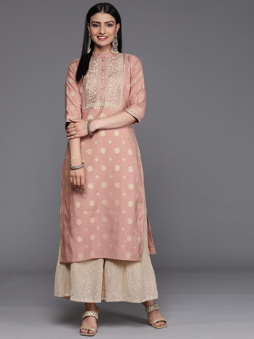 Pink Yoke Design Chanderi Silk Kurta - ShopLibas