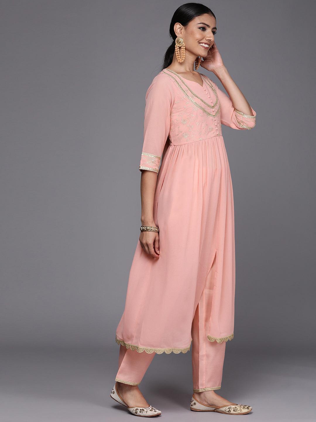 Pink Yoke Design Georgette Suit Set - ShopLibas