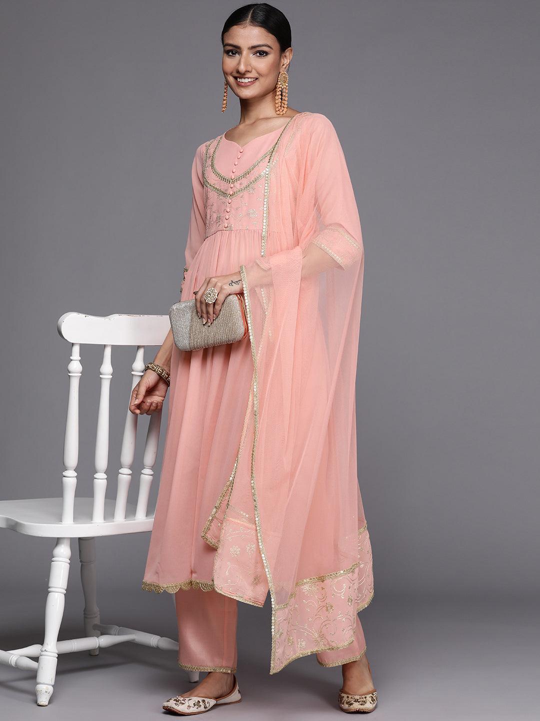 Pink Yoke Design Georgette Suit Set - ShopLibas