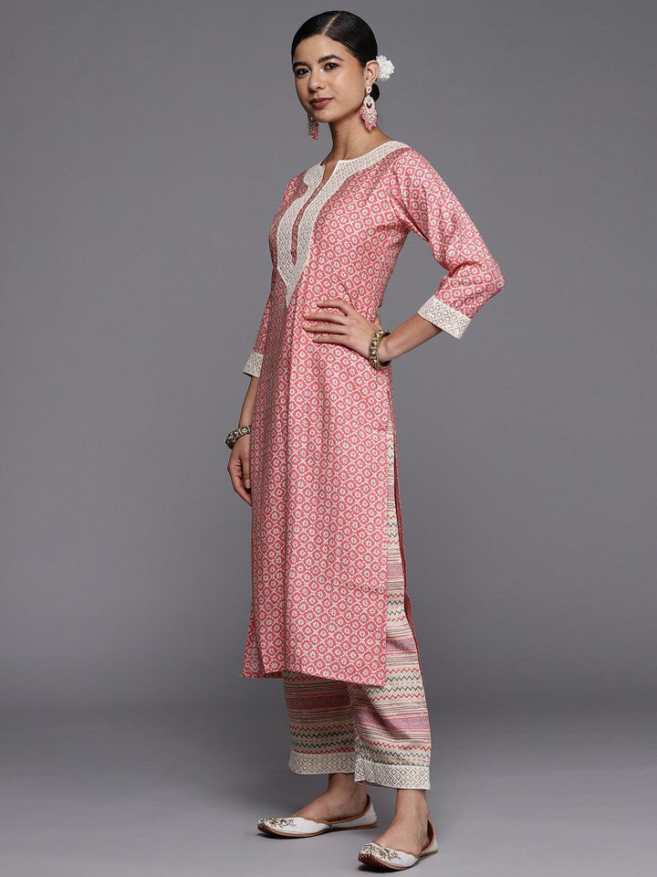 Pink Yoke Design Silk Straight Kurta