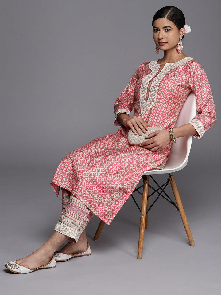 Pink Yoke Design Silk Straight Kurta