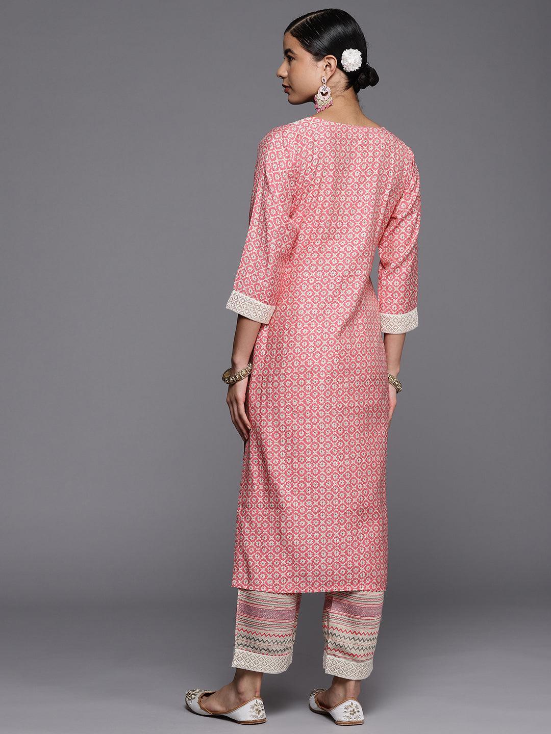 Pink Yoke Design Silk Straight Kurta - ShopLibas