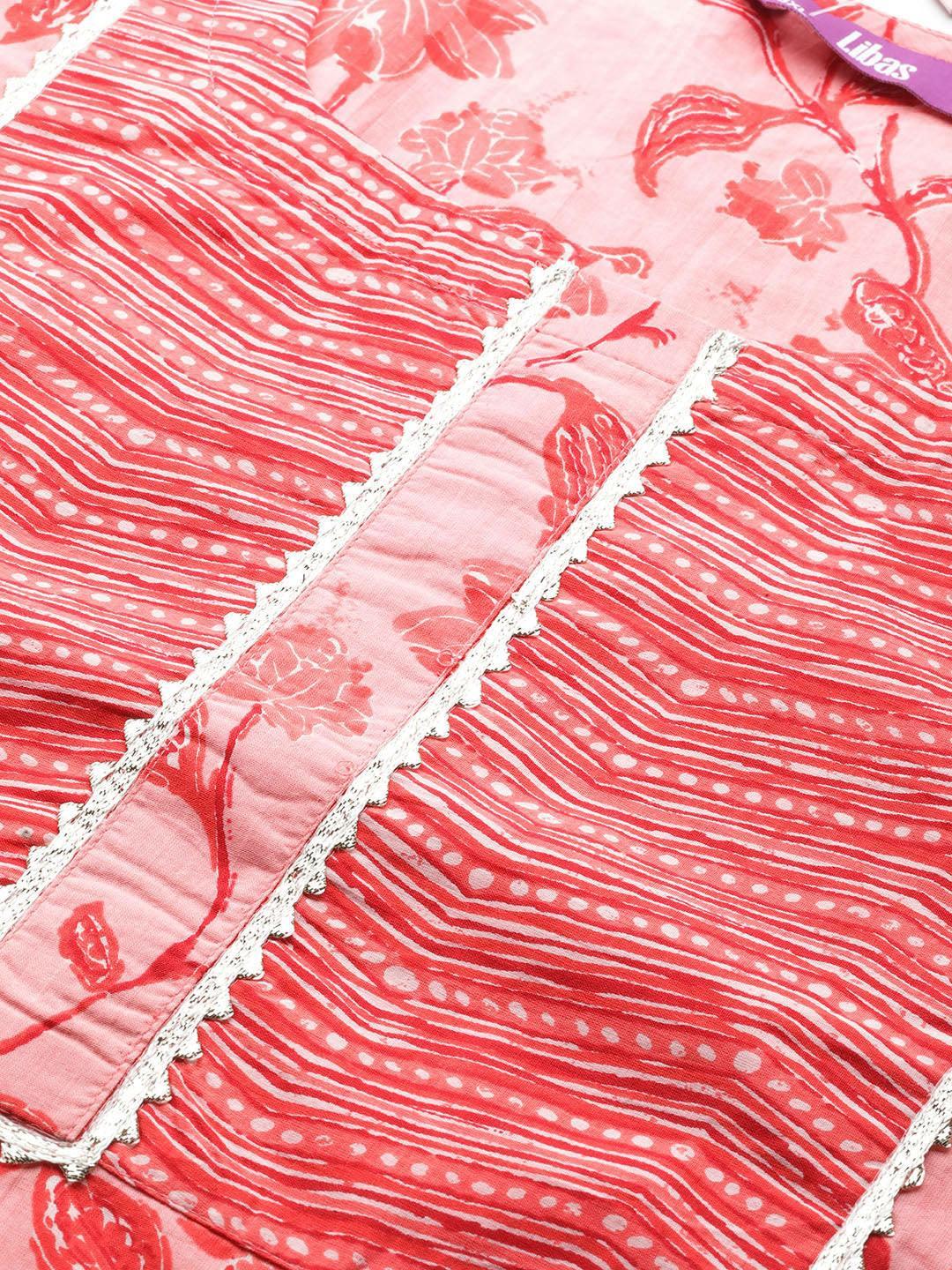 Plus Size Pink Printed Cotton Kurta - ShopLibas