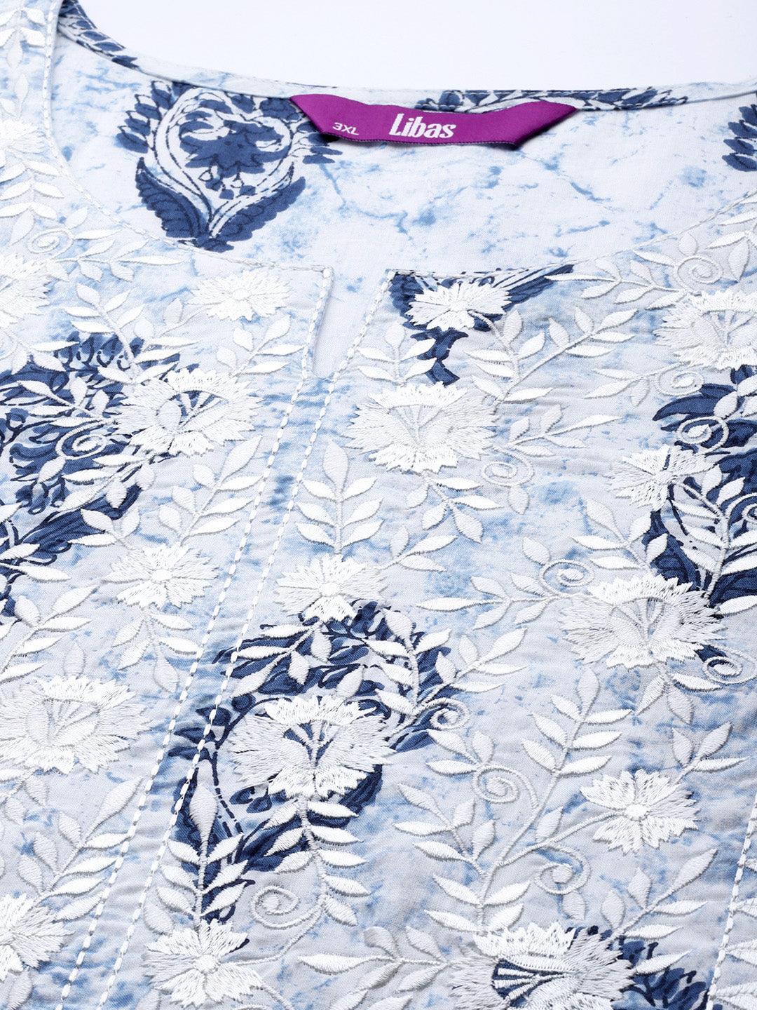 Plus Size White Yoke Design Cotton Kurta - ShopLibas