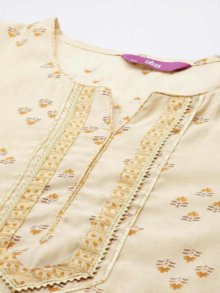 Plus Size Yellow Printed Silk Straight Kurta