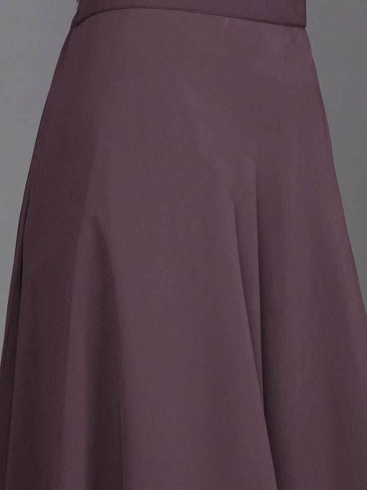 Purple Embroidered Georgette Straight Kurta With Skirt & Dupatta and Potli