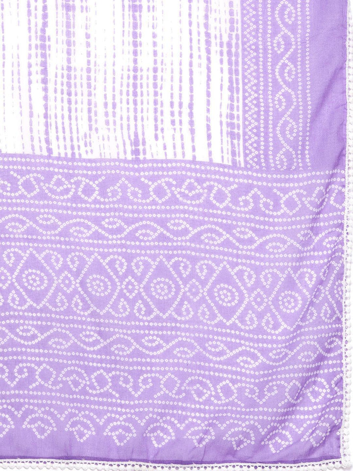 Purple Printed Cotton Anarkali Sharara Suit Set