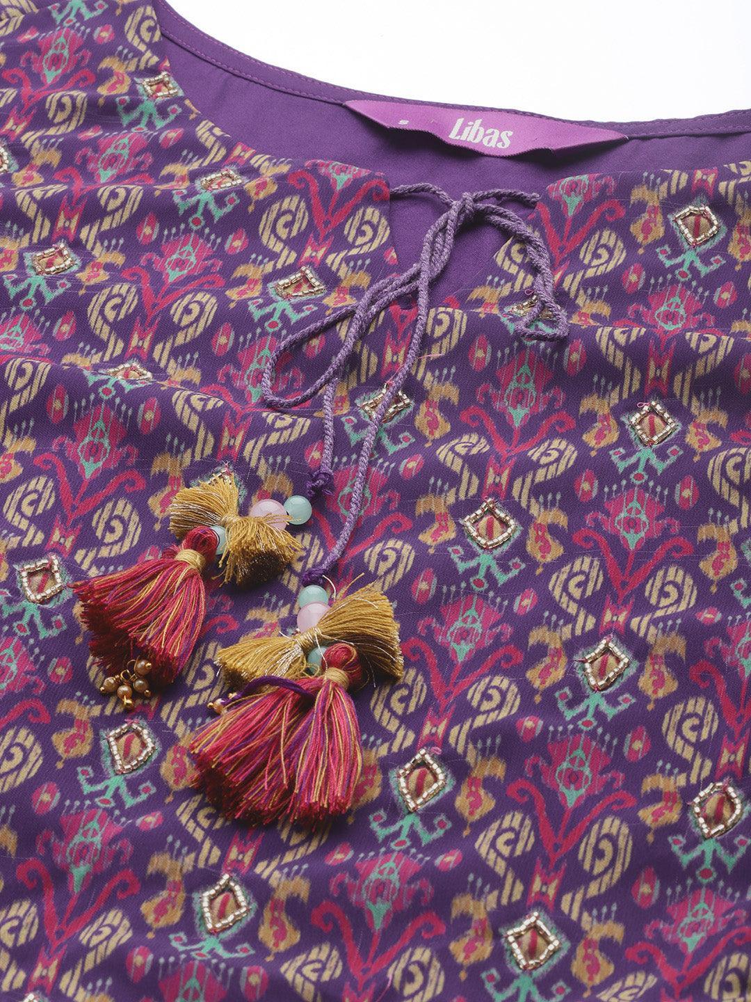 Purple Printed Georgette Suit Set - ShopLibas