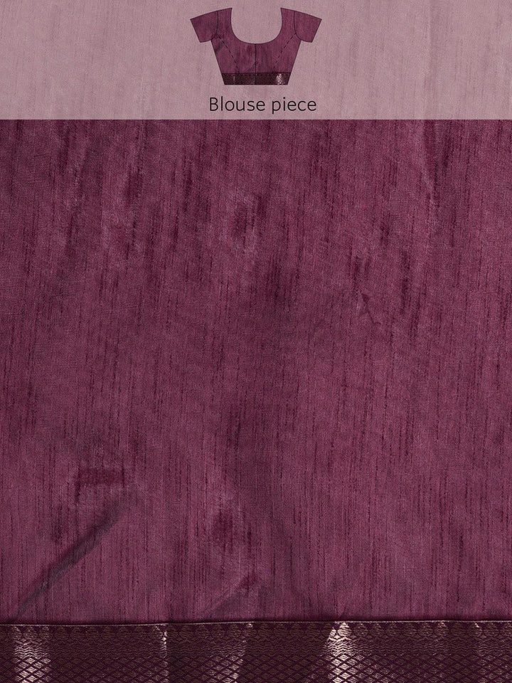 Purple Printed Silk Blend Saree