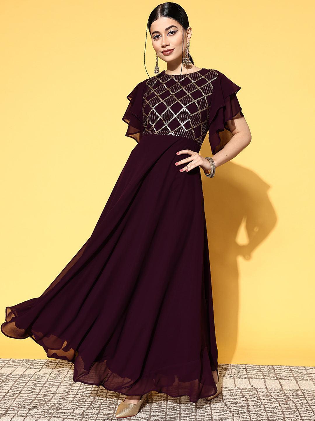 self designed dress Buy Yellow Self-Designed Flared Dress Online for Woman