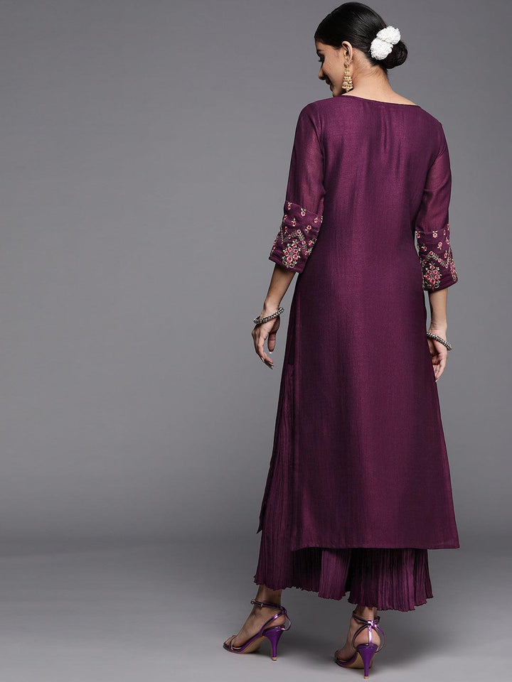 Purple Solid Silk Kurta
