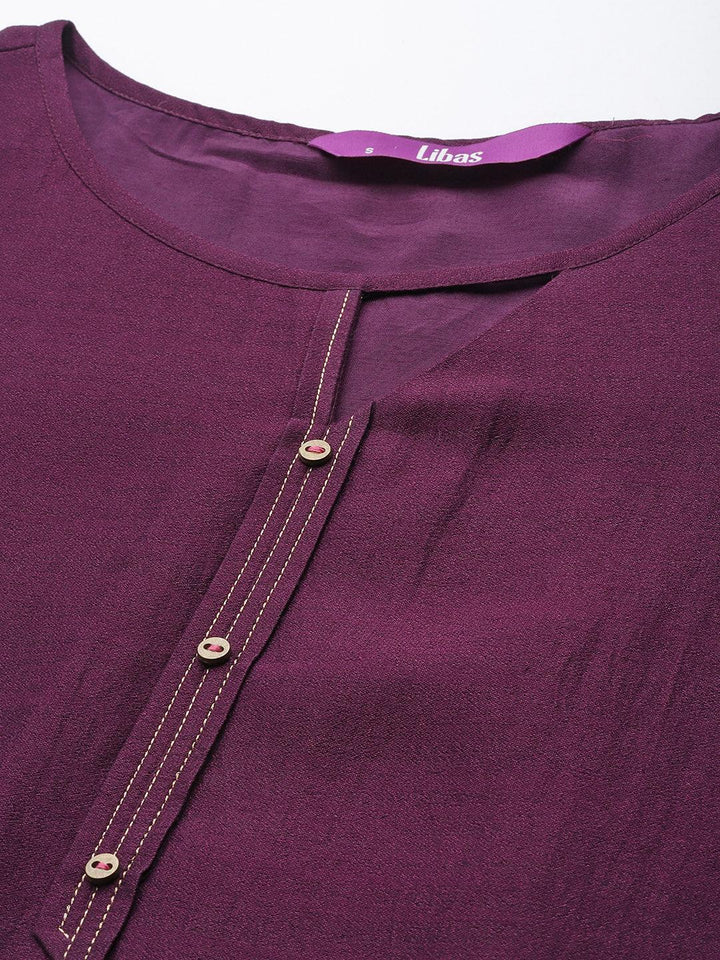Purple Solid Silk Kurta