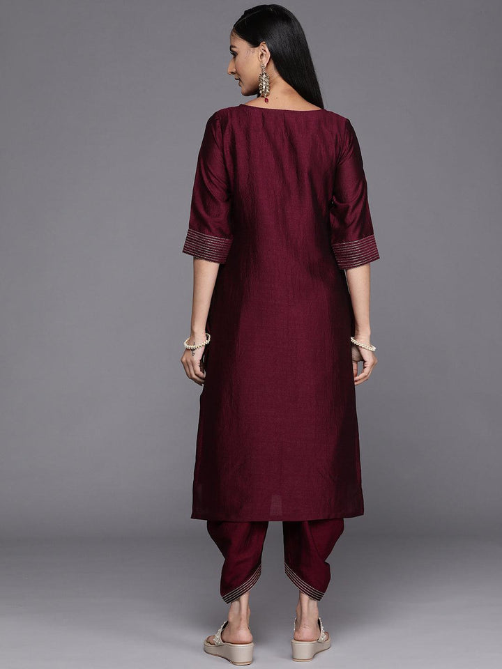 Purple Solid Silk Straight Kurta
