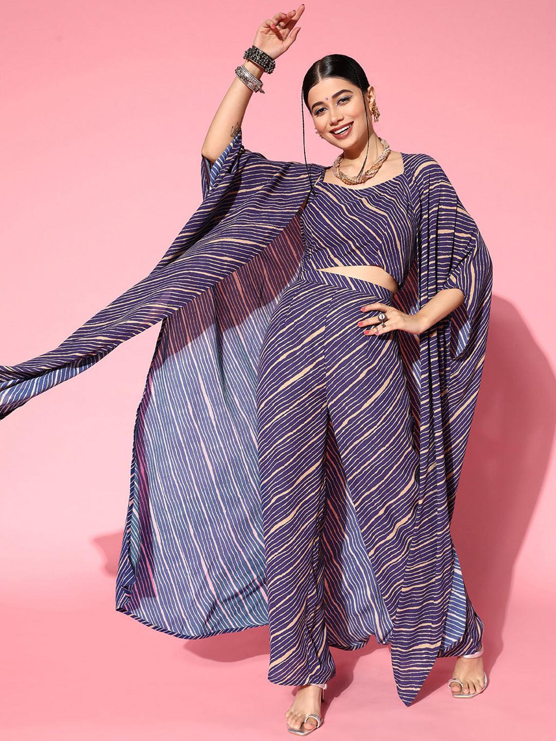 Purple Striped Georgette Co-Ords - ShopLibas