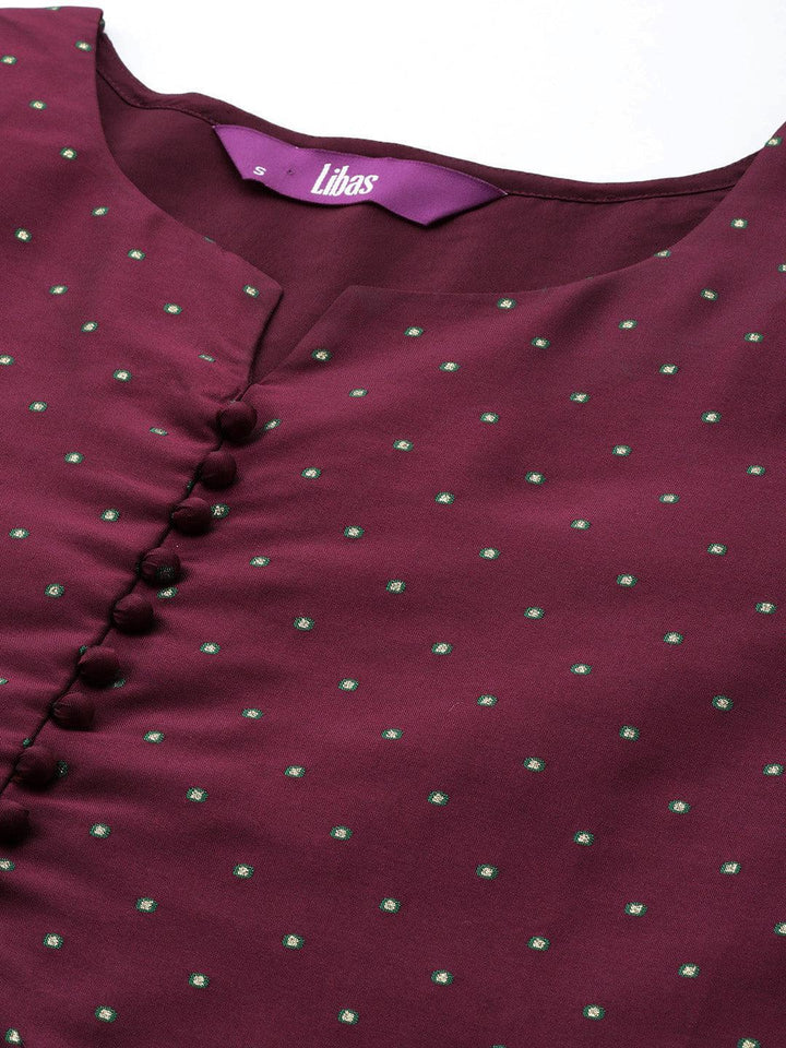 Purple Woven Design Art Silk Straight Suit Set With Trousers