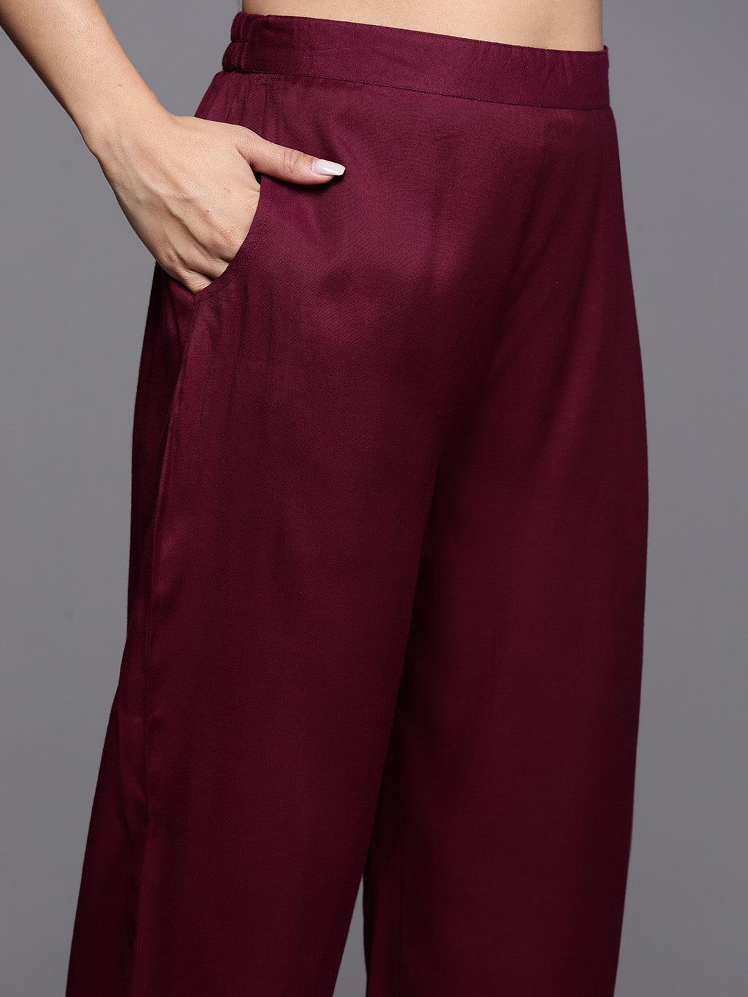 Purple Woven Design Silk Straight Suit With Dupatta