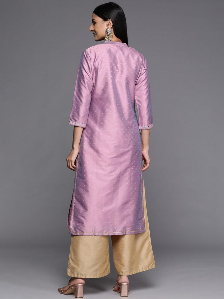 Purple Yoke Design Art Silk Straight Kurta