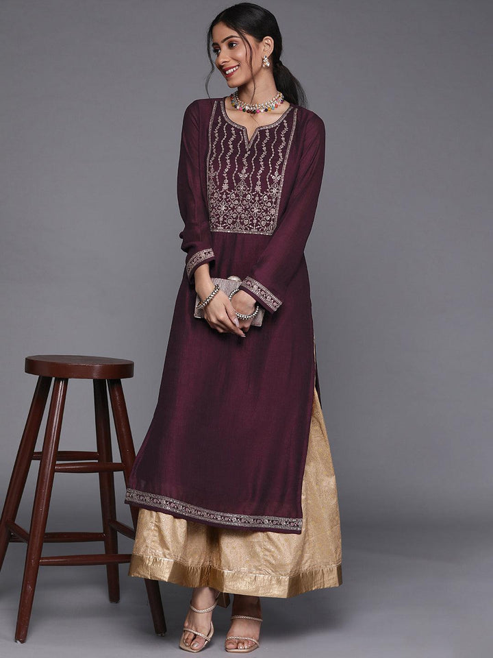 Purple Yoke Design Silk Kurta