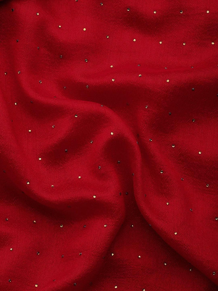 Red Embroidered Silk Blend Saree
