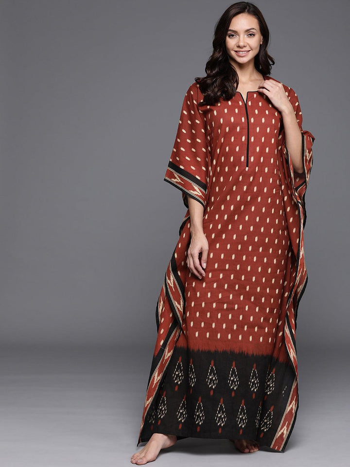 Rust Printed Cotton Nightdress